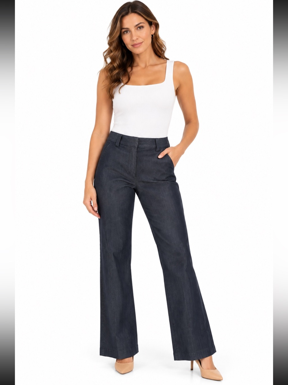 New York & Company Women’s Size 14 Tall Dark Wash Stretch Flare Jeans